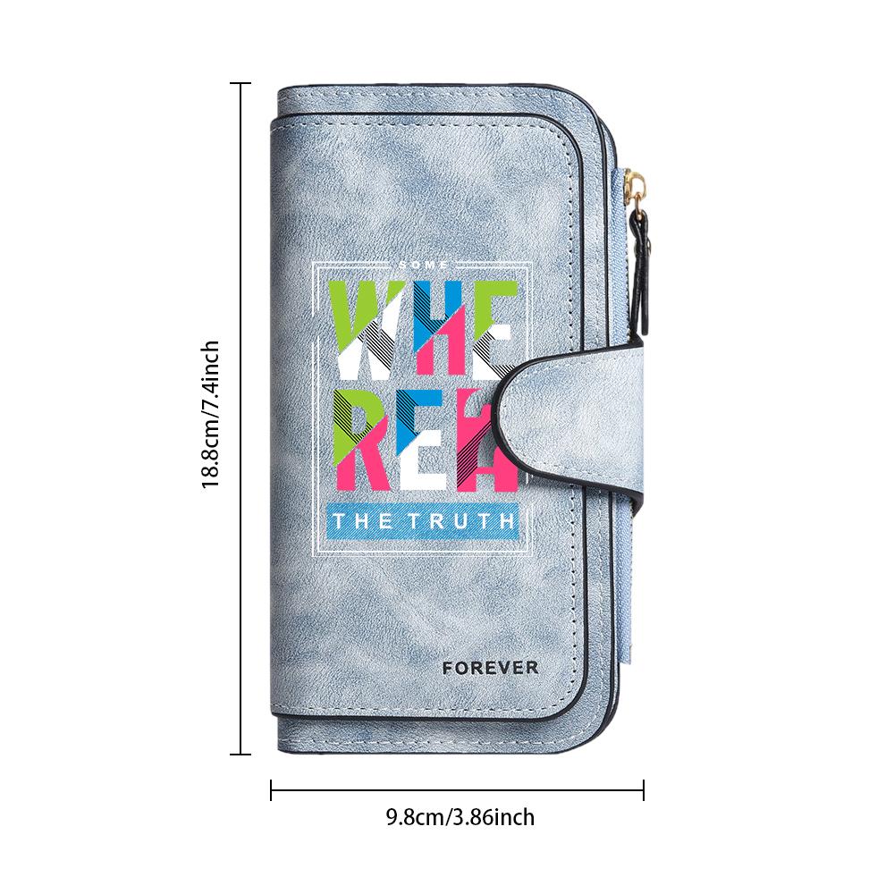 Wearable Long Purse with Fashion Letter Print Multi Slot Portable Wallet for Daily Use