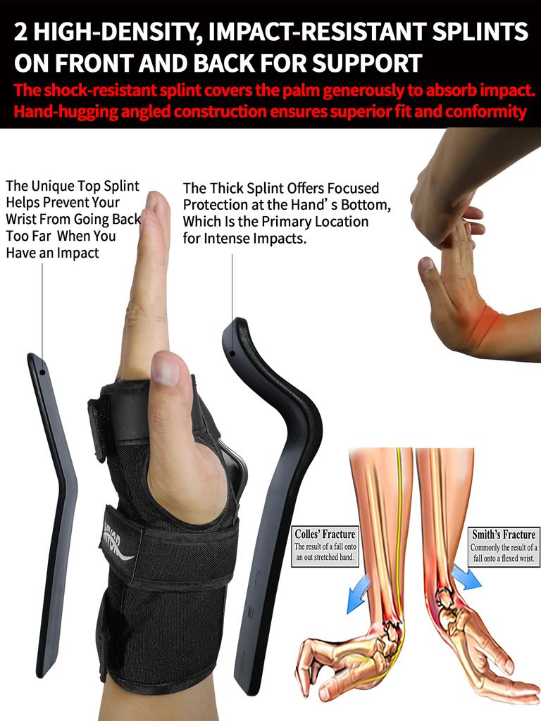 AVIVOR Wrist Guards With Optimized Protection for Skateboarding Custom Padding Dual Splints Triple Straps Men Women