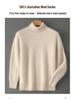 Men's High-Neck 100% Pure Wool Sweater: Thick Long-Sleeve Pullover for Autumn/Winter, Loose Fit Knitted Base Layer.