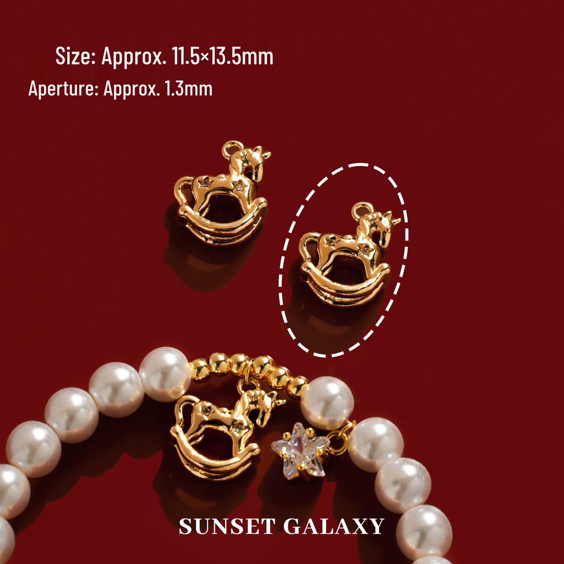 18K Gold-Plated Year of the Horse Wealth Pendant for DIY Jewelry.