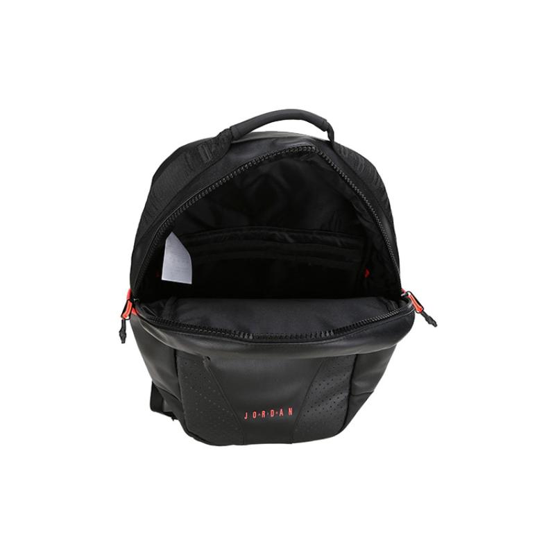 Jordan Polyester With Leather Backpack Unisex Black Red Jordan 9A0259-KR6