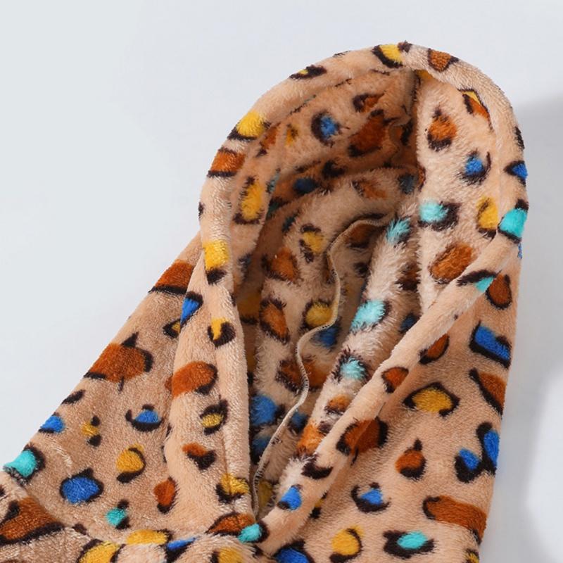 Dětská mikina Dětská mikina s kapucí z korálového sametu s leopardím potiskem