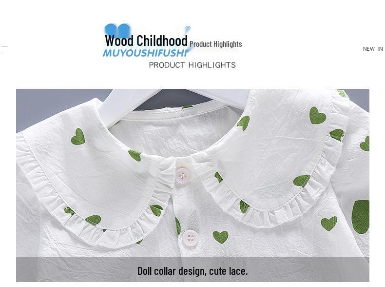 Children's Long Sleeve Cotton Lace Lapel Shirt - Spring/Autumn Korean Style for Girls