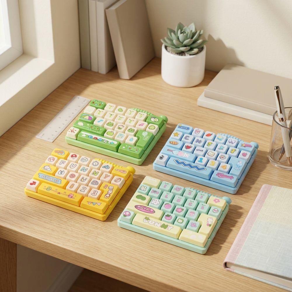 Cartoon 26 Key Keyboard Keychain Squeeze Feel Mechanical Fidget Keyboard  Student Use