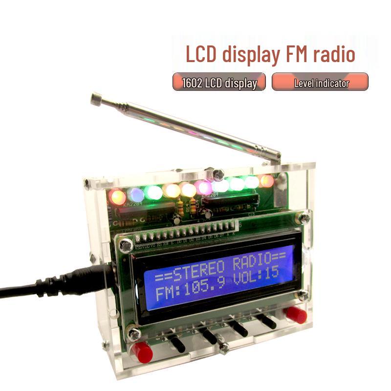

Набір для DIY цифрового FM-звуку: 51 Мікроконтролер та Компоненти Індикатора Рівня, Індивідуально Керовані Kit (DIY Assembly) + Speaker + Casing