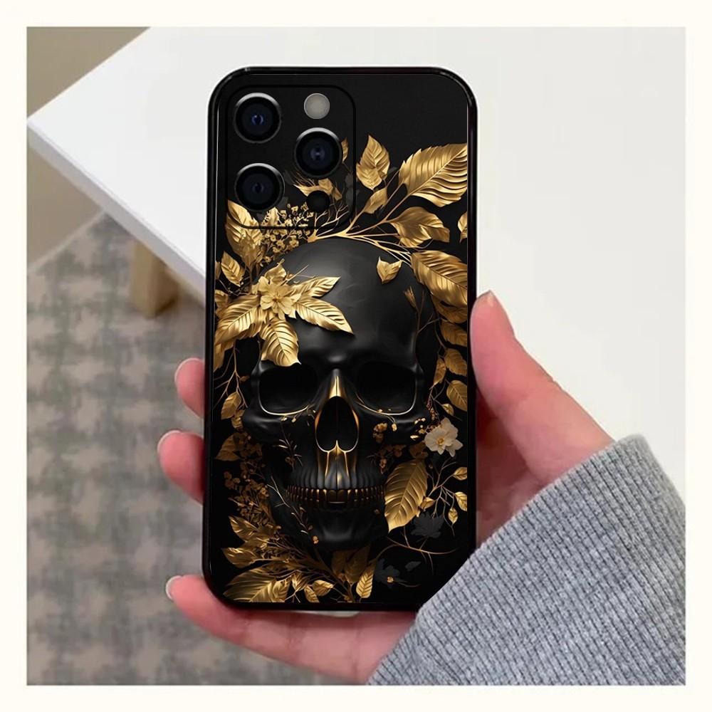 Mexican Catrina Skull Phone Case For Apple iPhone 15,14,13,12,11,Pro,X,XS,Max,XR,Plus,Mini Soft Black Cover