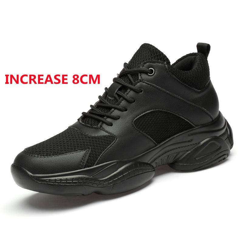 Spring Elevator Men S Shoes 8-10Cm Superfine Fibre Elevator Shoes Teenager Sports Trendy Shoes Mens Sneakers Casual Shoes 36