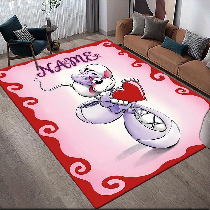 Custom Name,Diddl Home Sofa Decoration for Living Room & Bedroom, Non‑Slip Play Flannel Floor Mat for Game Room