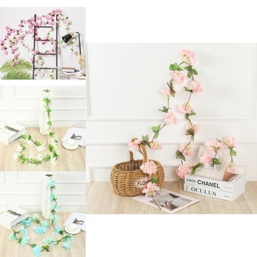 Lifelike Silk Cherry Flowers Garland For Weddings And Home Decoration 2.2m