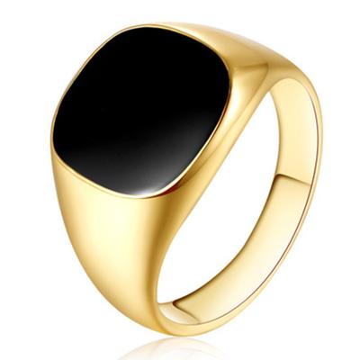 Gold-Plated Stainless Steel Ring for Men Fashion Trend Glossy Finger Ring Male Simple Personality Jewelry