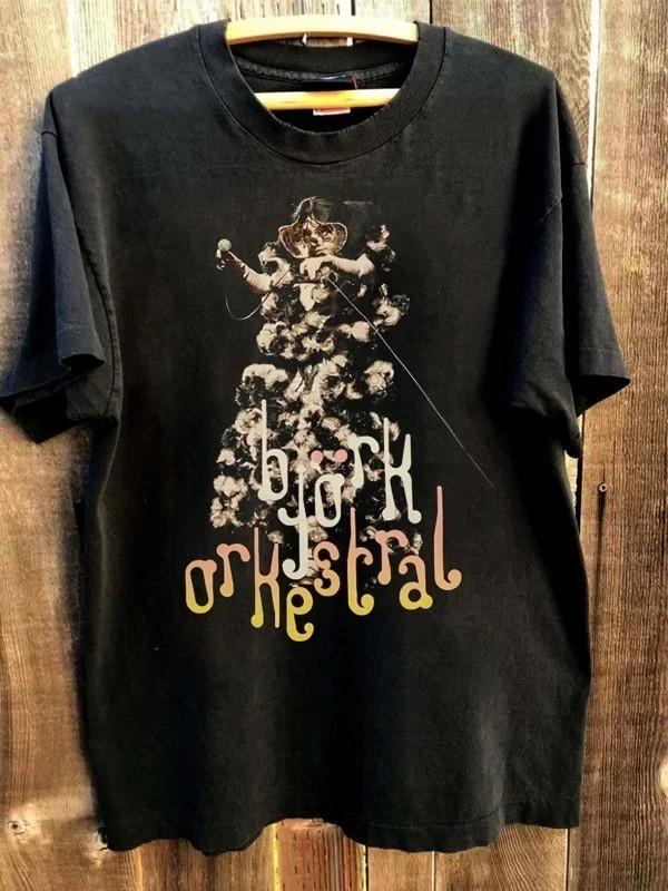 

BJORK Tour Orkestral 90s Unisex Short Sleeve T shirt Black tee S5XL Unisex T-Shirt S