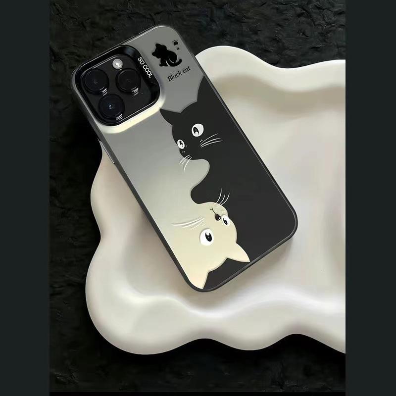 Art black cat is suitable for Apple 16plus mobile phone case 16promax creative 14 new 13pro hard case 12