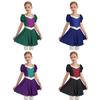 Rochie de petrecere prințesă pentru fete Stil medieval Patchwork Imprimeu metalic Manșete elastice Volane Rochie Cosplay