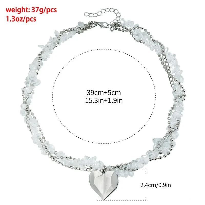 Fashion Boho Crystal Class Gravel Clavicle Chain New Y2K Heart Beaded Necklace Women Cool Choker Exquisite