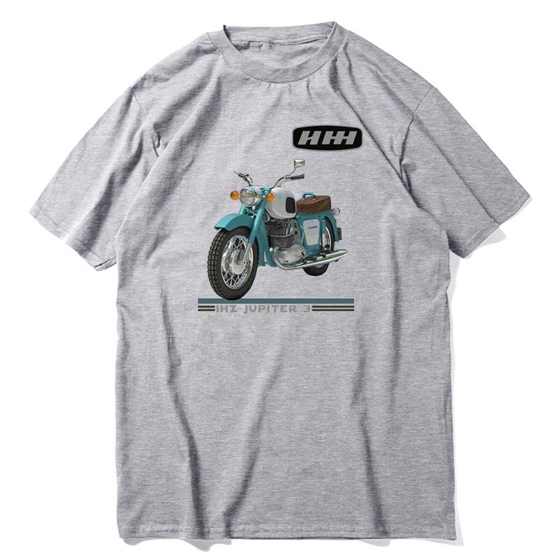 Russian USSR IZH Jupiter 3 Motorcycle New Cotton Short Sleeve O-Neck Casual Mens Streetwear