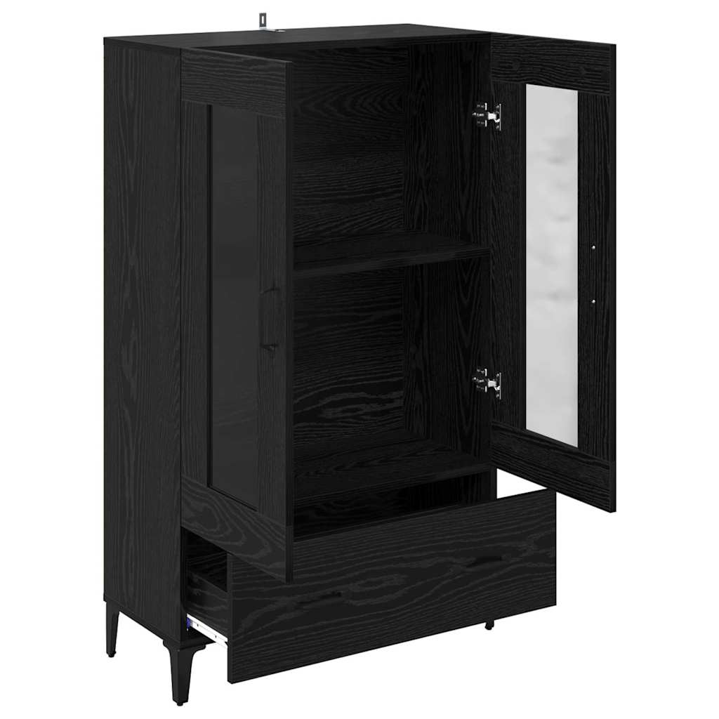Highboard with Drawers Black Oak Effect 70 x 31 x 115 cm