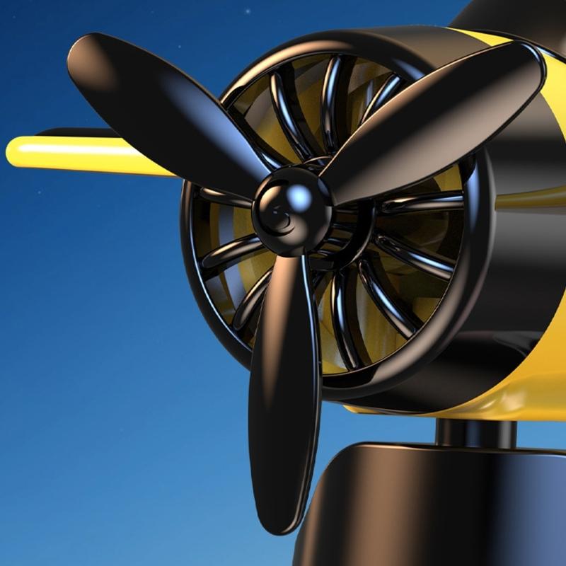 Solar Energy Powered 360 Spin Aircraft Car Ornament ABS Dashboard Decoration with Not Slip Base Interior decors