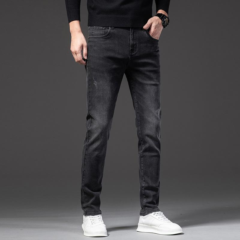 

Мужские джинсы прямого покроя, свободные, повседневные, длинные брюки, эластичная мужская одежда 38