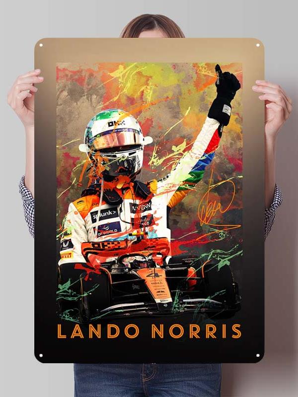 Lando Norris Racer Posters F1 Racing Metal Signs Gaming Room Decoration Custom Tin Plates for Wall Art Decoration Retro Decor
