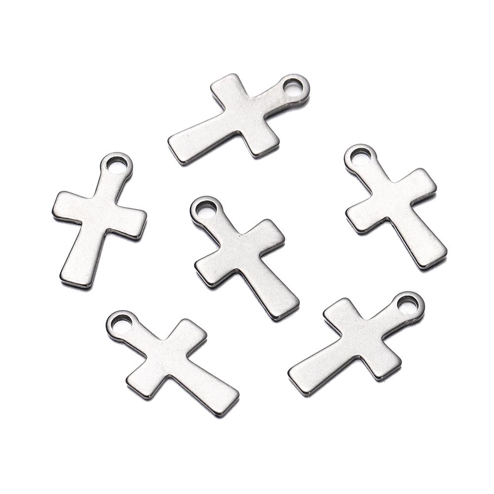 

30Pcs Mirror Polished Stainless Steel Charms Geometry Cross Shape Blank Pendants for DIY Bracelet Jewelry Making Accessories