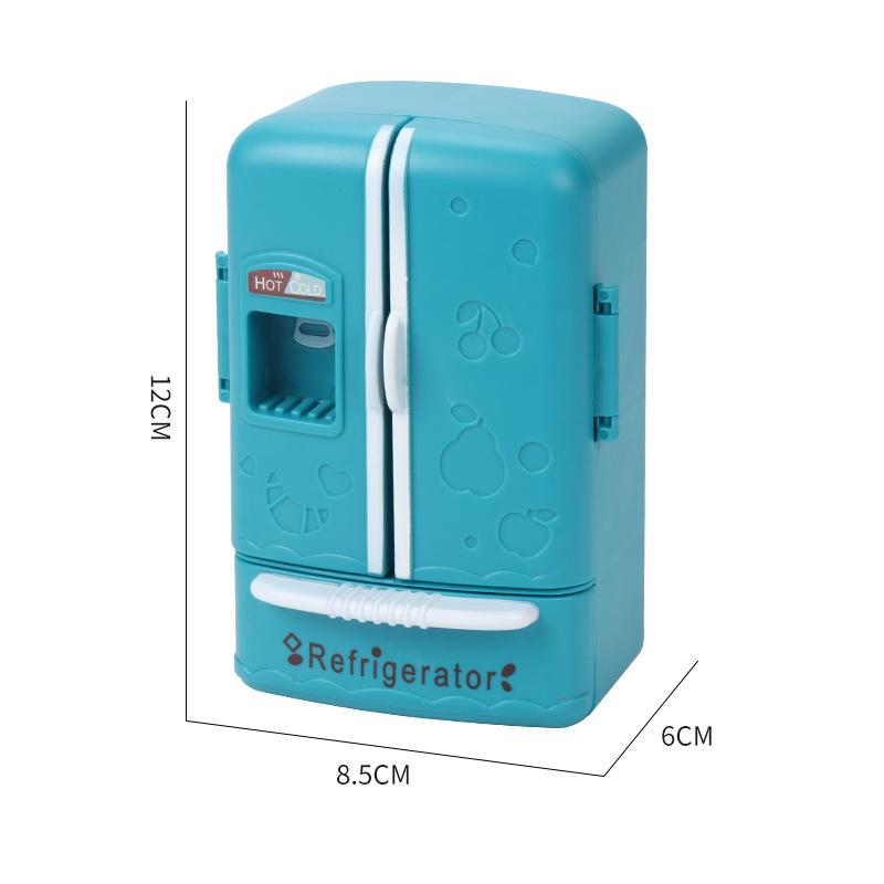 

Мини двухдверный холодильник Игрушка для кукольного домика 1:12 Кухонный макетный орнамент синий
