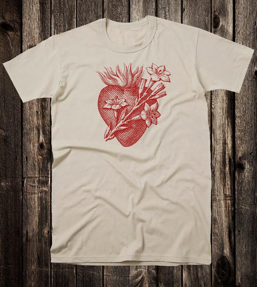Vintage Style Goth Tee T Shirt Victorian Catholic Tattoo Joseph Chaste Heart Unisex T-Shirt