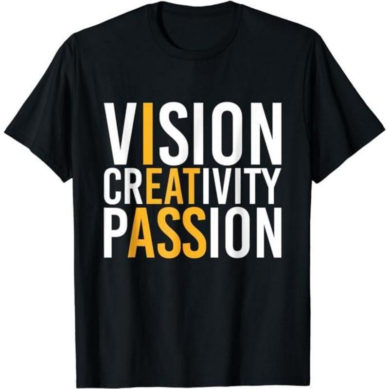 Funny Shirts, Vision Creativity Passion T-Shirt Cotton Casual Fashion Smooth L