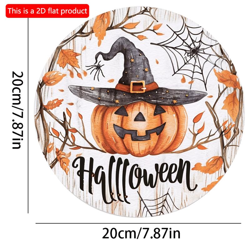 2d Flat 20*20cm, Halloween Home Decoration, Halloween Wizard Pumpkin, Wooden Circular Creative Logo Decoration, for Home, Garden Wall Decor.