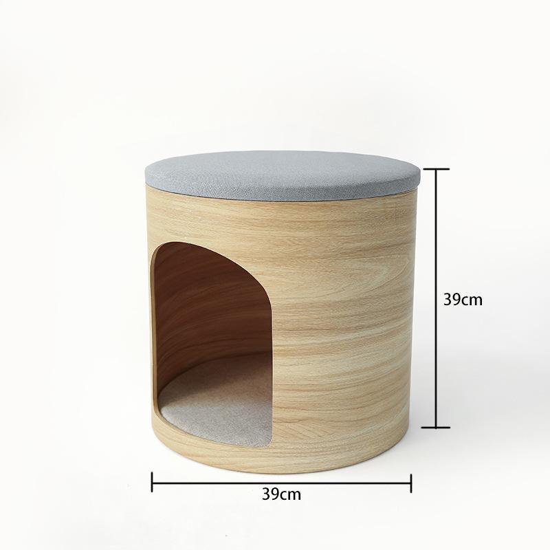

Solid Wood Cat House Stool 2-in-1 Pet Human Dual Use Shoe Seat Multi-Functional Pet Villa Convertible Pet Furniture for Indoor 39x39x39cm