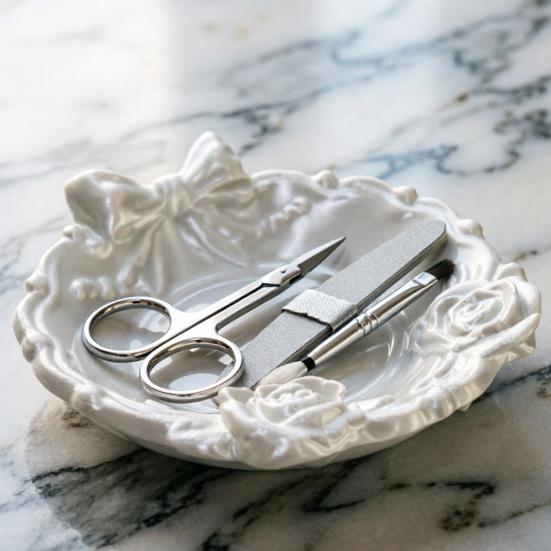 Jewelry Tray with Bow And Flower Decor Multi-Functional Storage Tray Retro