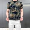 Ice Silk Printed Short Sleeved T-shirt for Men in Summer Thin and Breathable Top for Youth Casual and Sports Hollowed Out Half Sleeved Base Shirt