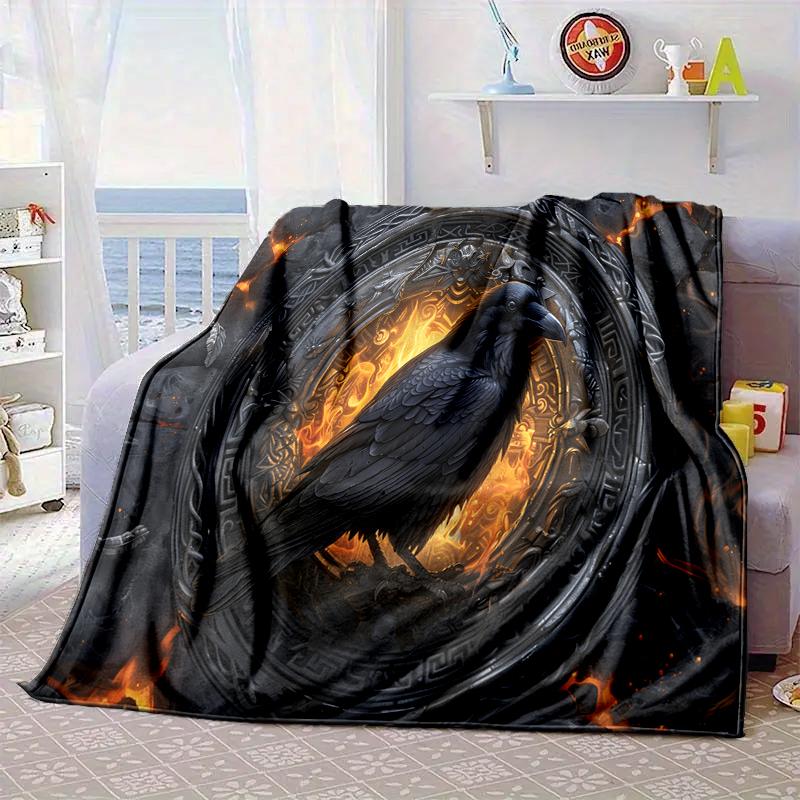 Eerie Raven Skull Artwork Blanket Flannel Blanket Throw Blanket Sofa Cover Blanket Soft Premium Blanket Picnic Blanket Tv Blanket Gifts