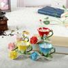 Enamel Flower Cups Dish Spoon Set Ceramic Mug, Colorful Breakfast Milk Coffee Mugs, Wedding Gift Creative Tea Cup, Kawaii Cup