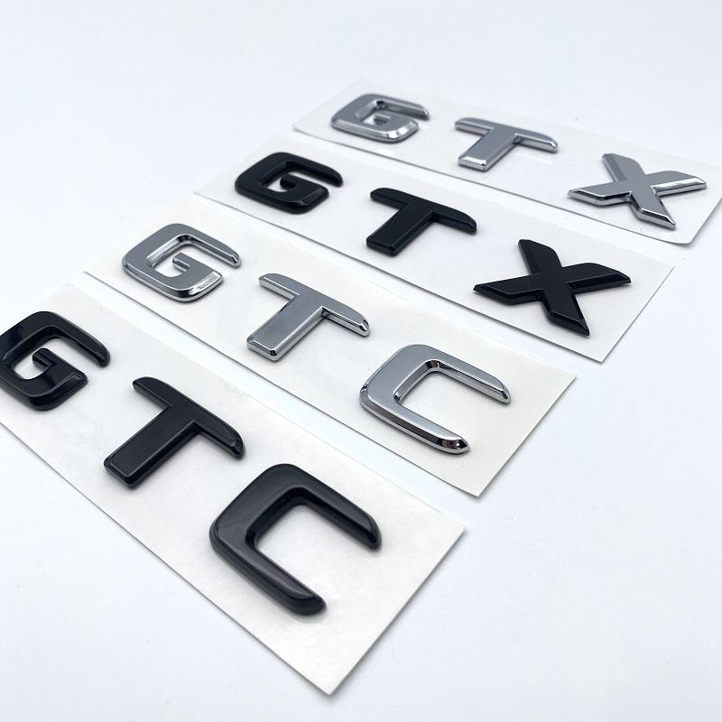 3D flache Buchstaben ABS Emblem GTX GTC ID4 ID6 für Volkswagen Auto Heckklappe Kofferraumdeckel Namensschild Abzeichen Logo Aufkleber Chrom 