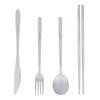 Ultra-light Pure Titanium Cutlery Set: Spoon, Fork, Knife, Chopsticks with Portable Storage Bag and Box