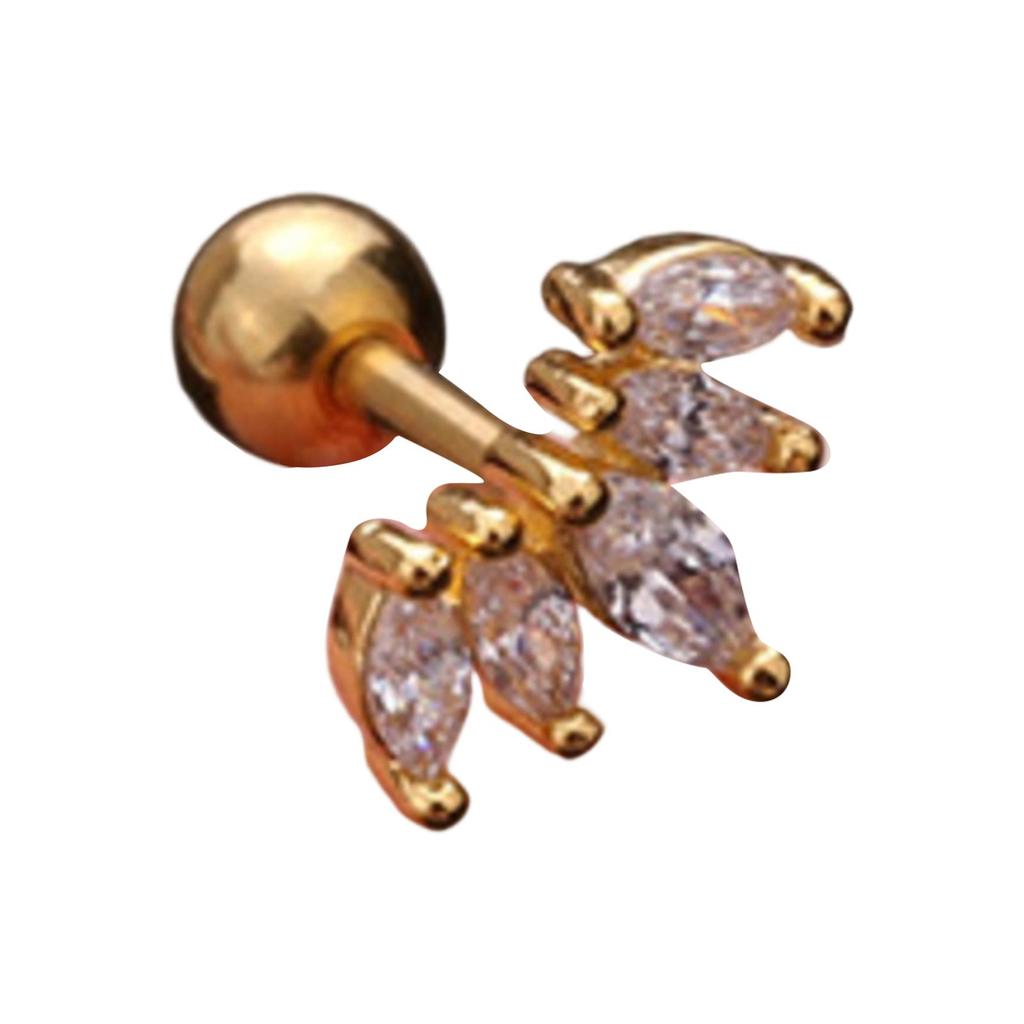 Titanium Steel & Stainless Steel Post Crown Ear Studs With Micro-Pavé Zircon - Screw-Back Ball Fashion Earrings For Western Piercing Jewelry