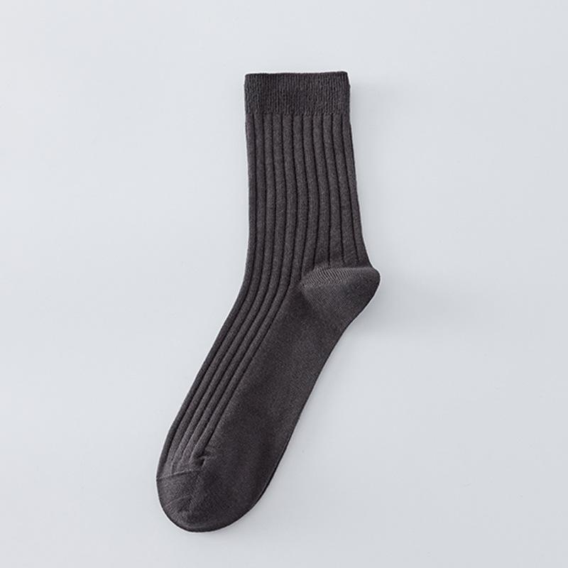 Men's Autumn and Winter Thick Warm Pure Color Cotton Stripe Sweat Absorbing Deodorizing Long Socks