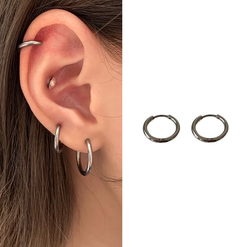 Ringring Store Medical Titanium Steel Ear Studs Edge Buckle Loop Bone Nail Earring Ear Bone Pin Titanium Alloy Earrings Earrings Female