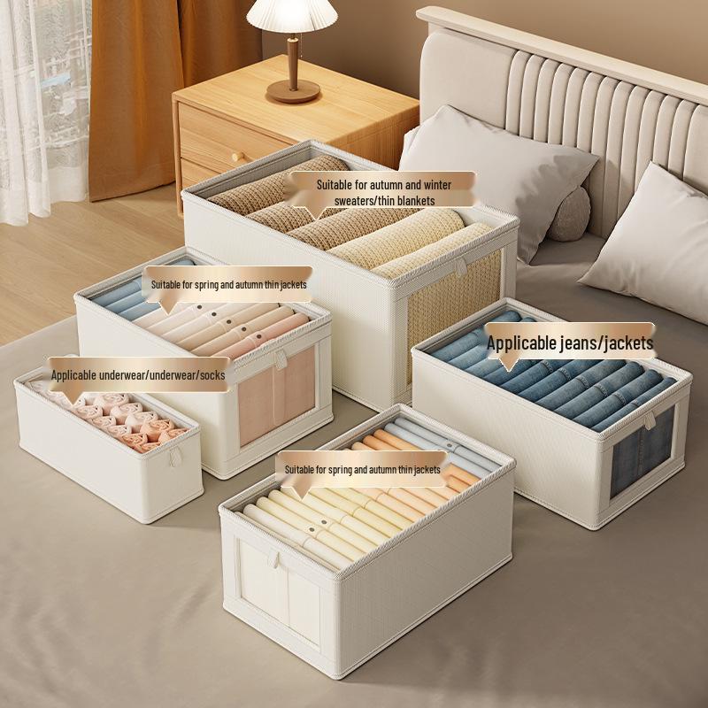 Oxford Cloth Dustproof Storage Box with Lid and Clear Window for Clothes and Sundries