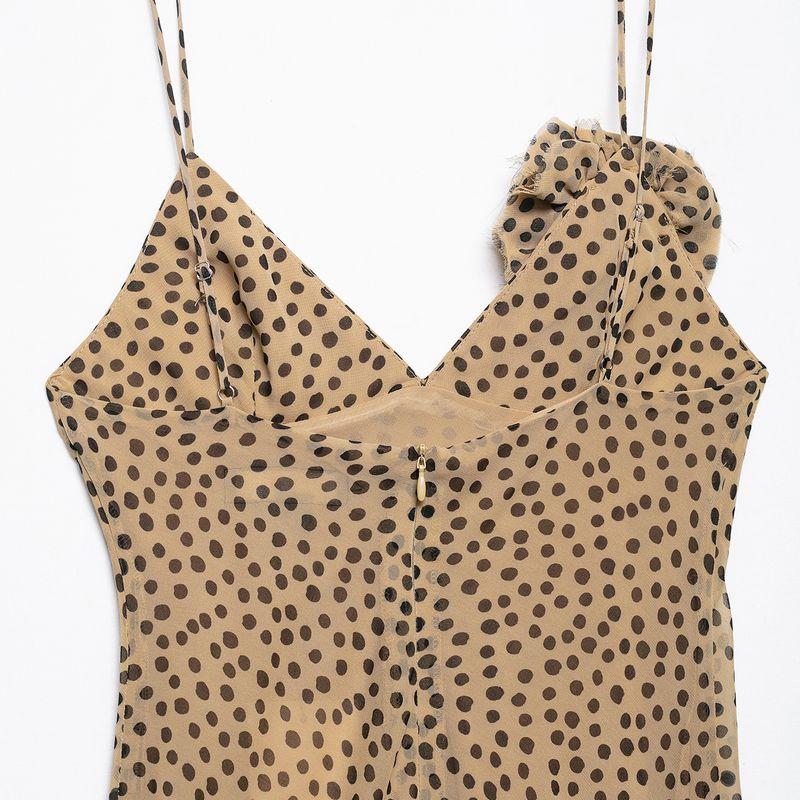 Kaslead New Arrival Women's Clothing Fashion Style Flower Decoration Polka Dot Brace Dress 3675535 730