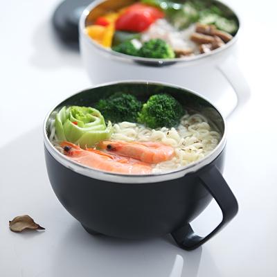 304 Stainless Steel Instant Noodle Bowl with Lid Single Dormitory Student Lunch Box Office Worker Po