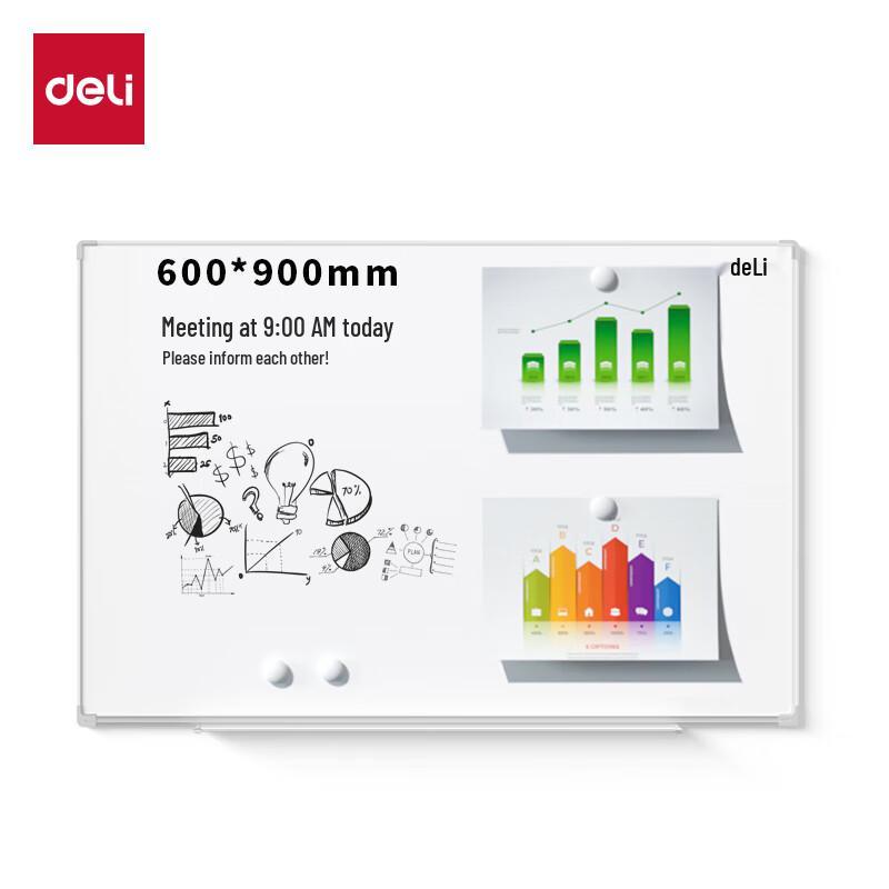 Deli Magnetic Wall-Mounted Whiteboard 90x60cm