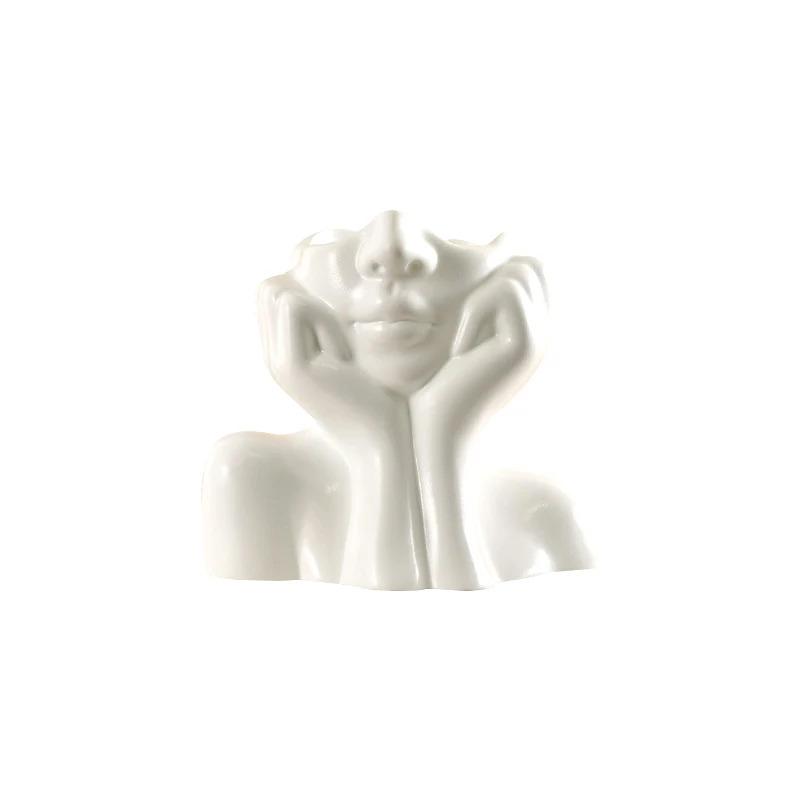 Ins Nordic Style Vinyl Vase Thinking Girl Shaping Art Flower Planter Personalized And Creative Decor Handicrafts Ornament