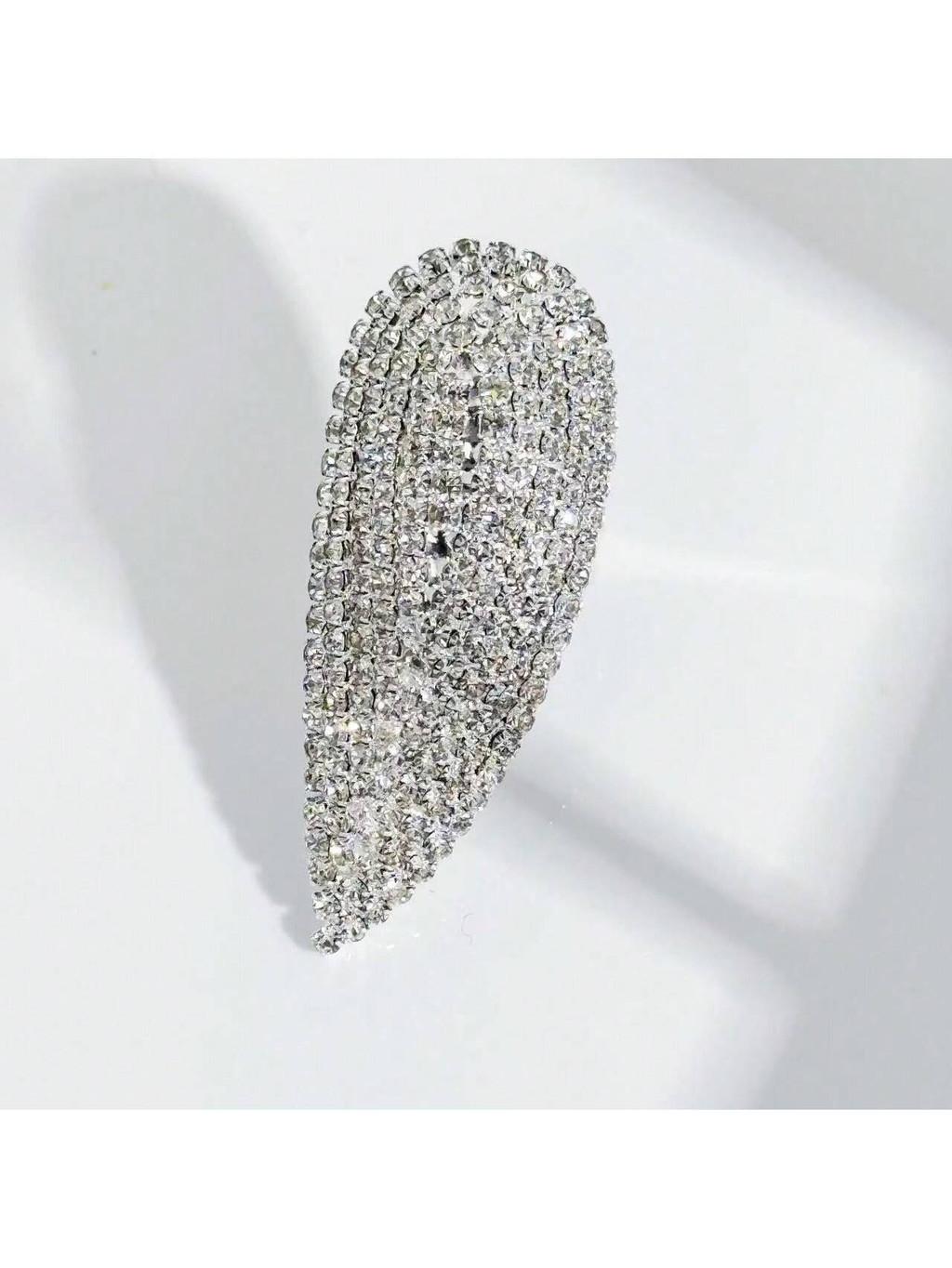 Adjustable Water Drop Zircon Ring For Women Trendy Geometric Fashion Ring White Silver