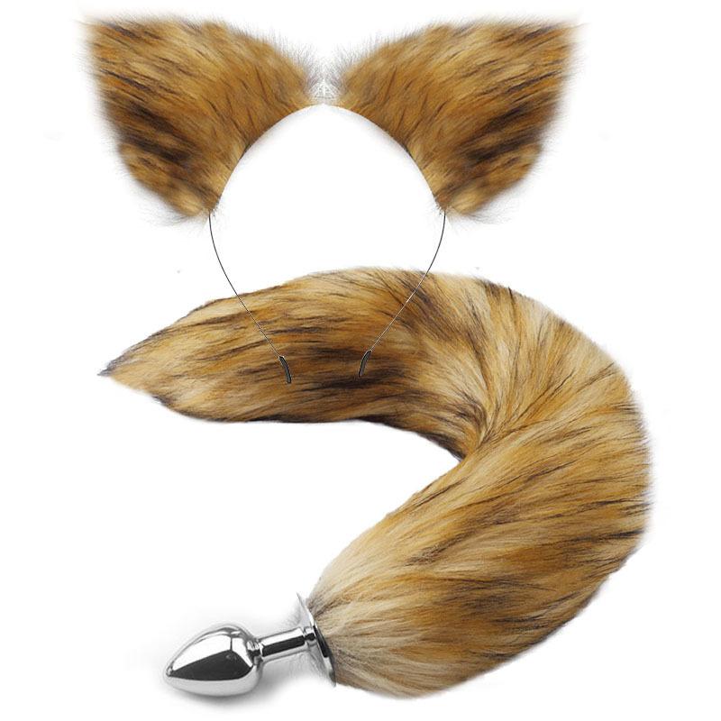 Fox Tail Anal Plug with Hairpin Bdsm Toy Flirting Metal Butt Plug Tail Sex Toys for Woman Man Couples Cosplay Adult Game