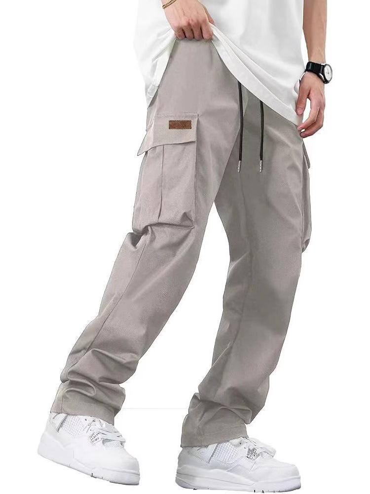 2024 Men's Multi-pocket Workwear Drawstring Pants for Outdoor Hiking, Running, and Casual Wear