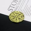 Nordic Vegvisir Viking Compass Coin Magical Rune Staves Numbering Coins Collection Talisman Souvenir Ornament