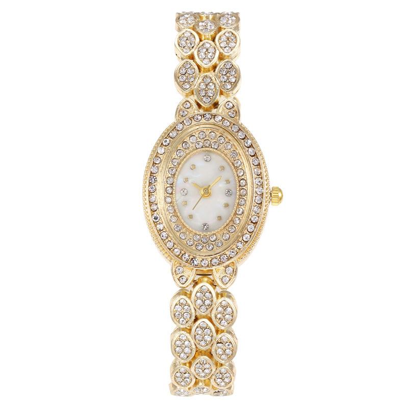 New Fashion Casual Women Watches Full Diamond Oval Dial Bracelet Bracelet Women Fashion Versatile Quartz Watch Relogio Feminino