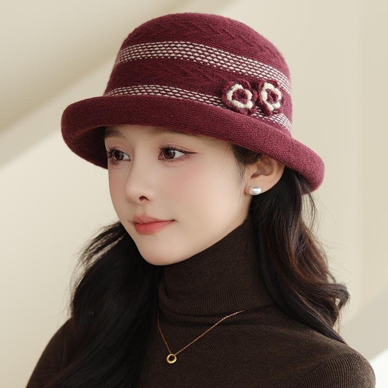 Hat Women's Autumn and Winter Woolen Top Hat Thickened Cloth Basin Hat Casual Bucket Hat