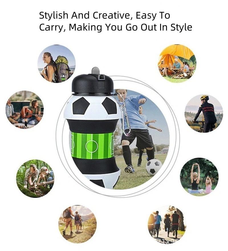 Bouteille d'eau pliante Tasses de camping Mug Sports de plein air Basket-ball Football Tennis Golf École Étanche Portable Bouteille d'eau pour enfants